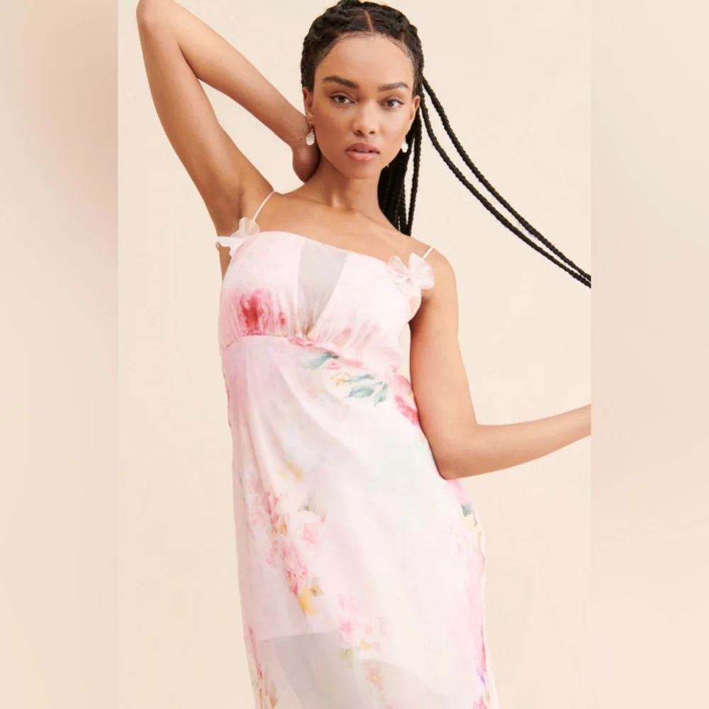 For Love and Lemons Lisa Pink Maxi Dress SMALL - Picture 4 of 12